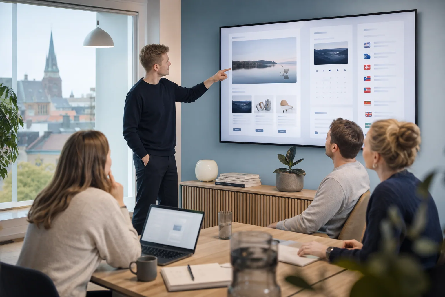 Abstrakt illustration af booking, shop og integrationer