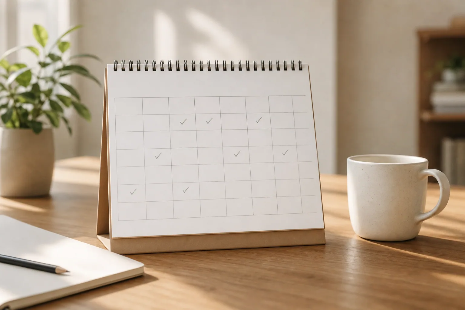 Kalender med små afkrydsninger