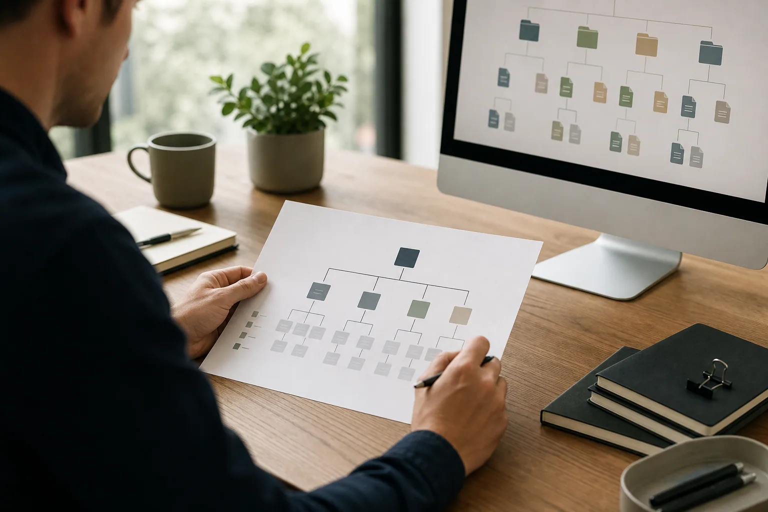 Illustration af data og struktur på en virksomhedsside