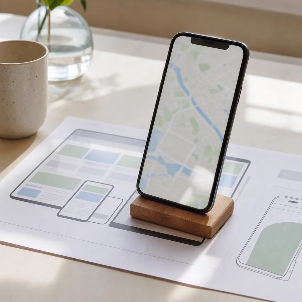 Interaktivt kort vist på mobil med læsbar tekst og touch-zoom