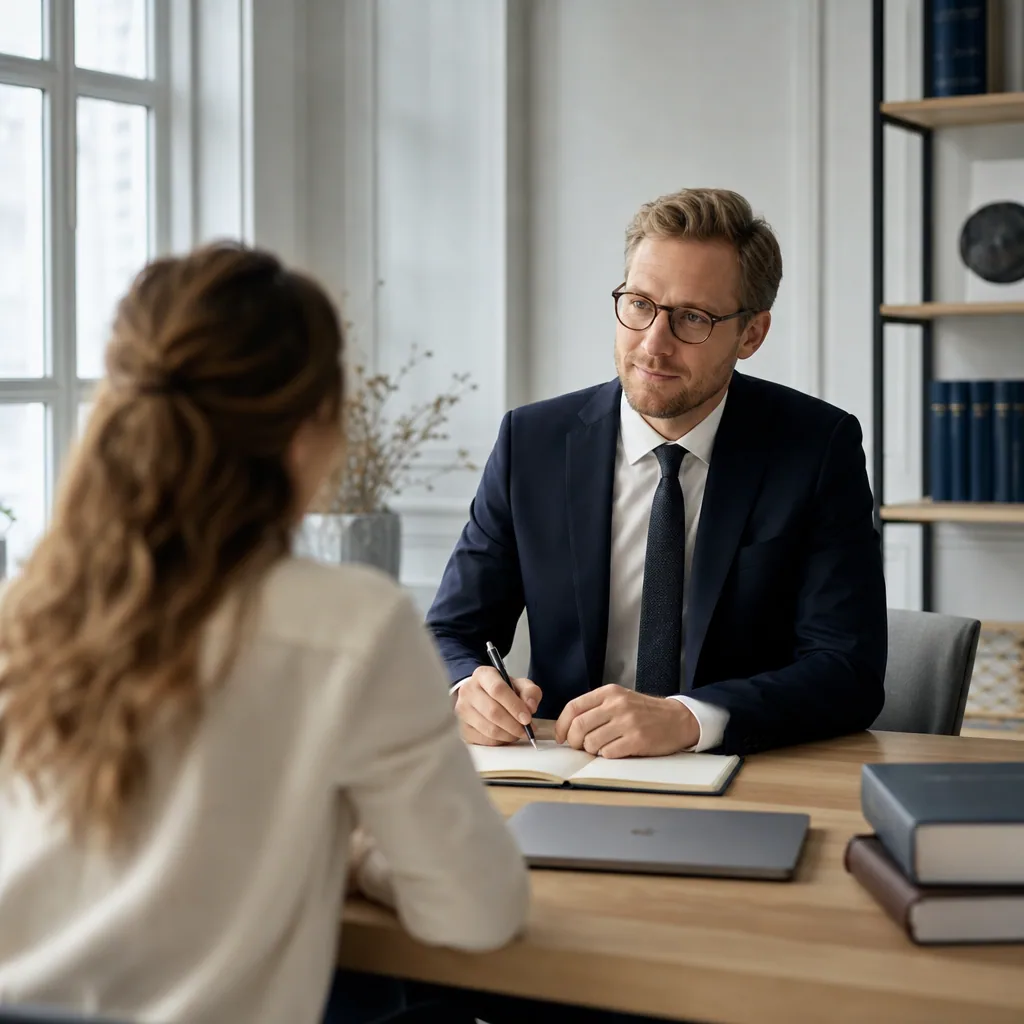 Advokatkontor med professionel rådgivning ved skrivebord