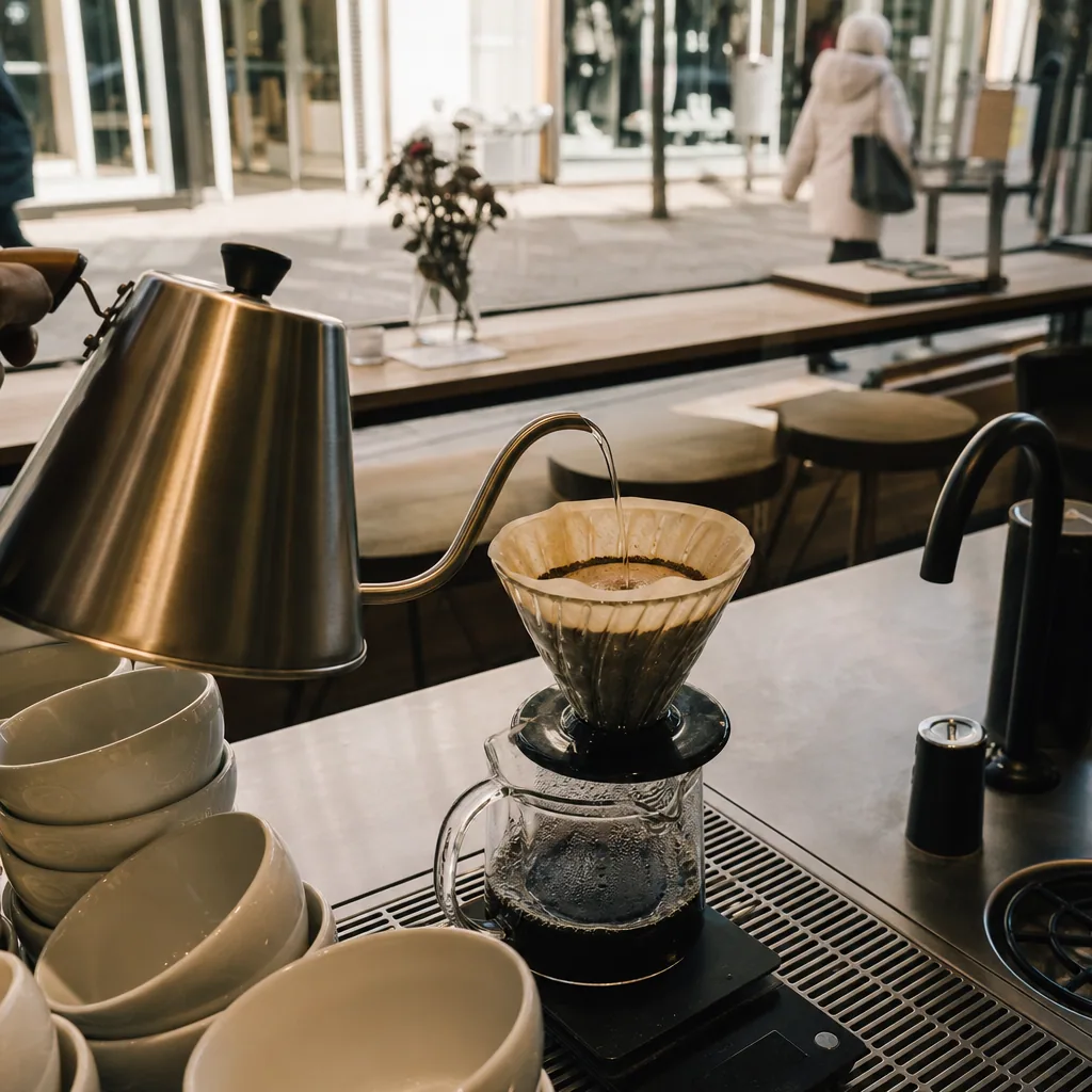 KaffeBaren Vejles varme indretning med kunstnerplakater
