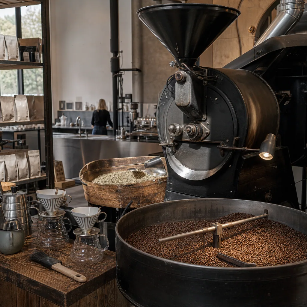 Risteri-anlæg og kaffe-bar kombineret under samme tag