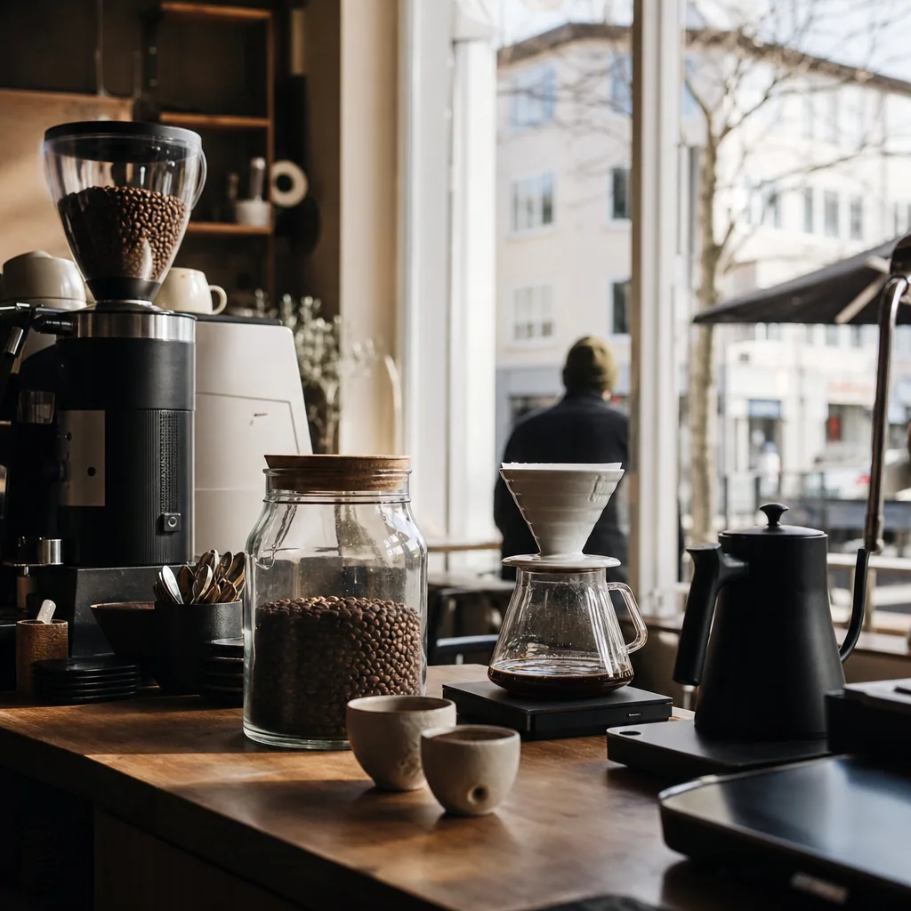 Barista ved disken på KaffeBaren