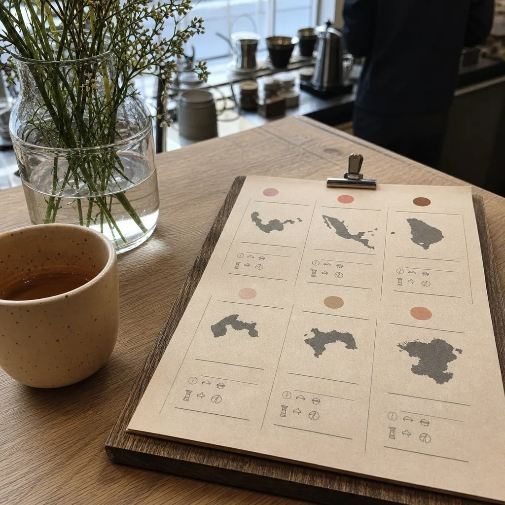 Menubord med dagens kaffe-valg