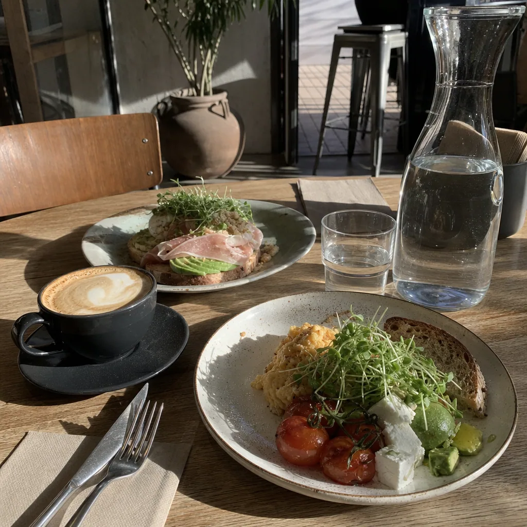 Brunch-ret med avocado-toast og æg