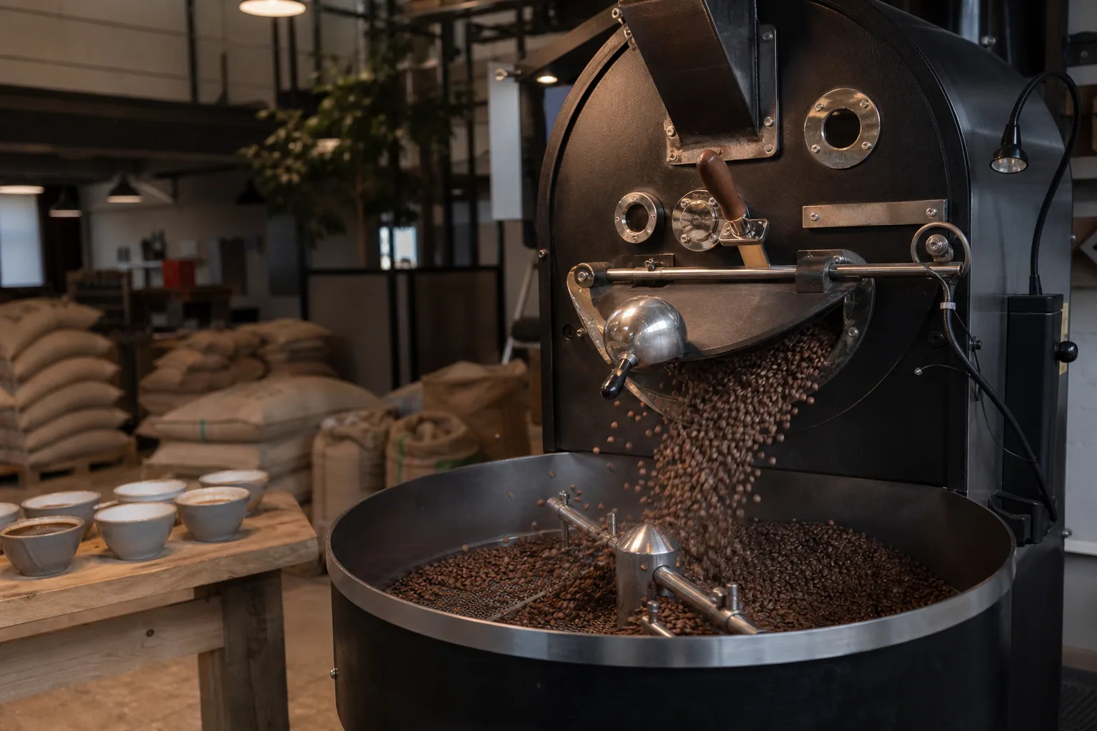 Kaffebønner under ristering på Nordic Roasting Co