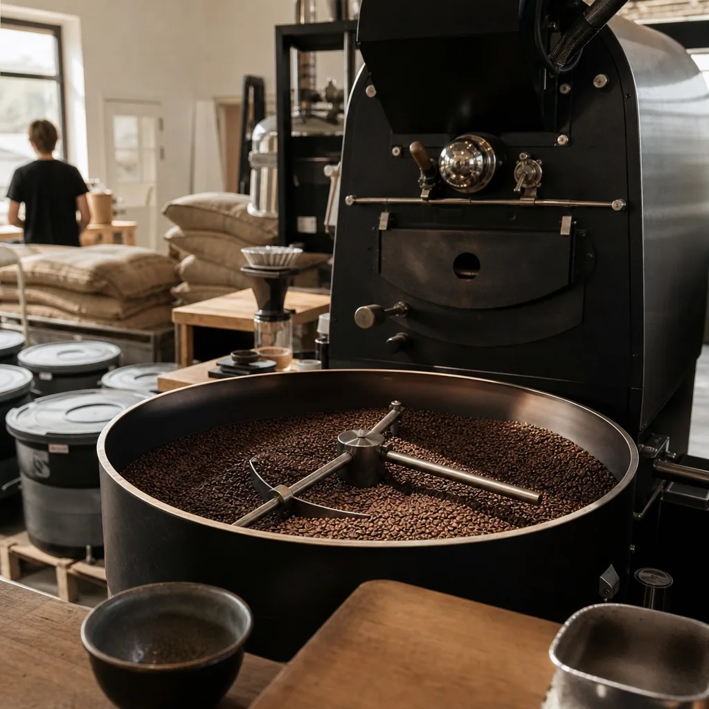 Kristians Kaffe interiør med risteri-maskiner