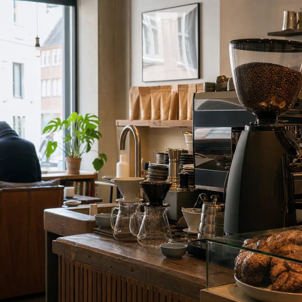 Professionel espresso-maskine på baren