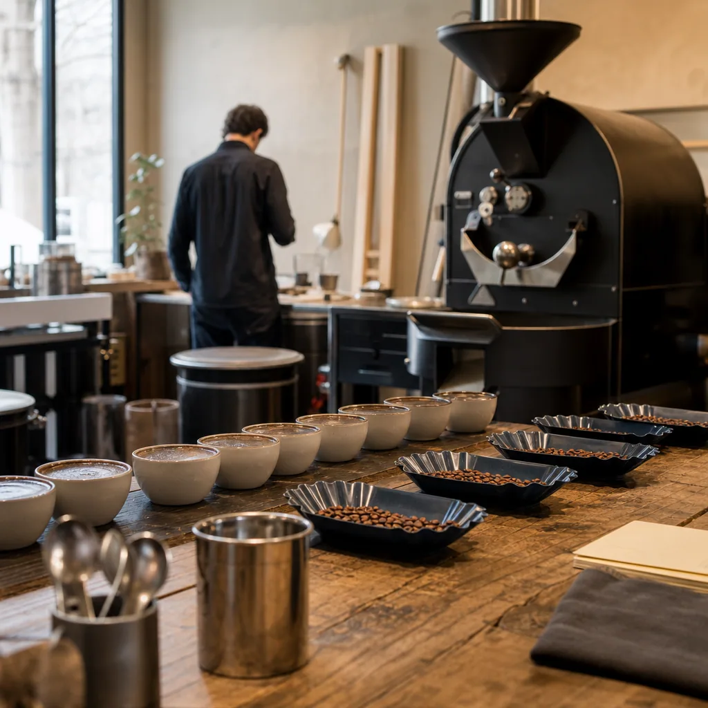 Specialty coffee-bønner på hylde