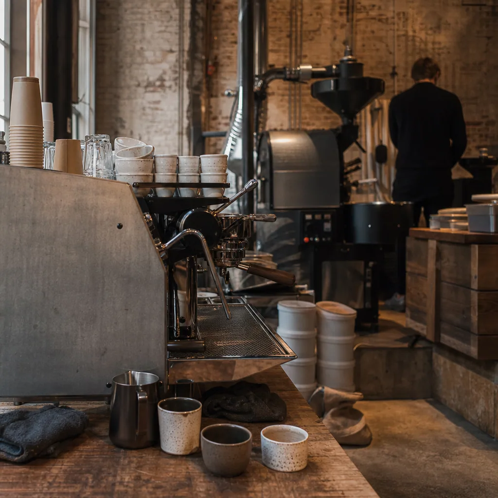 Espresso bliver serveret i en hvid kop