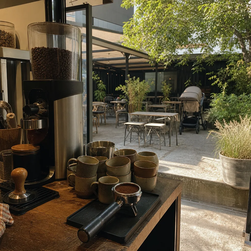 Skjult baggård med outdoor seating