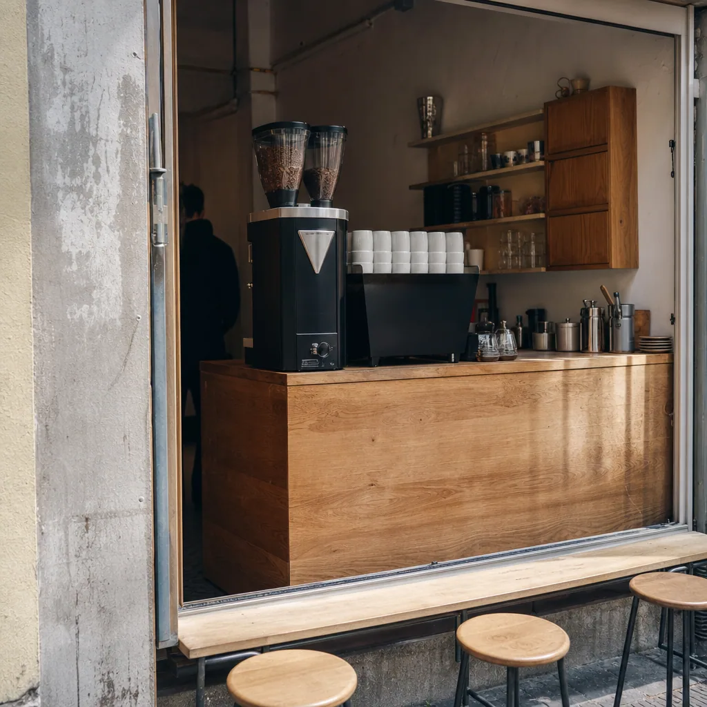 Barista ved espresso-maskinen