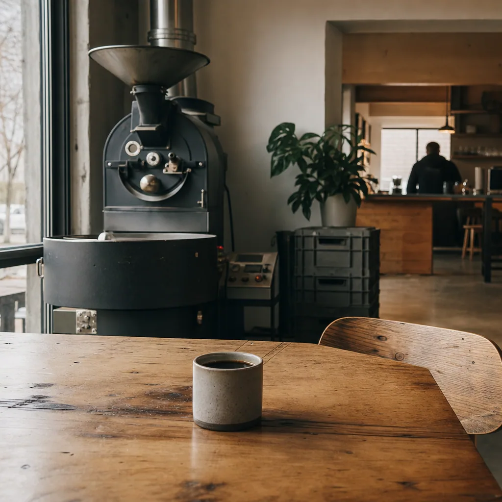 Gæster sidder og nyder kaffe på Kaffe Lars