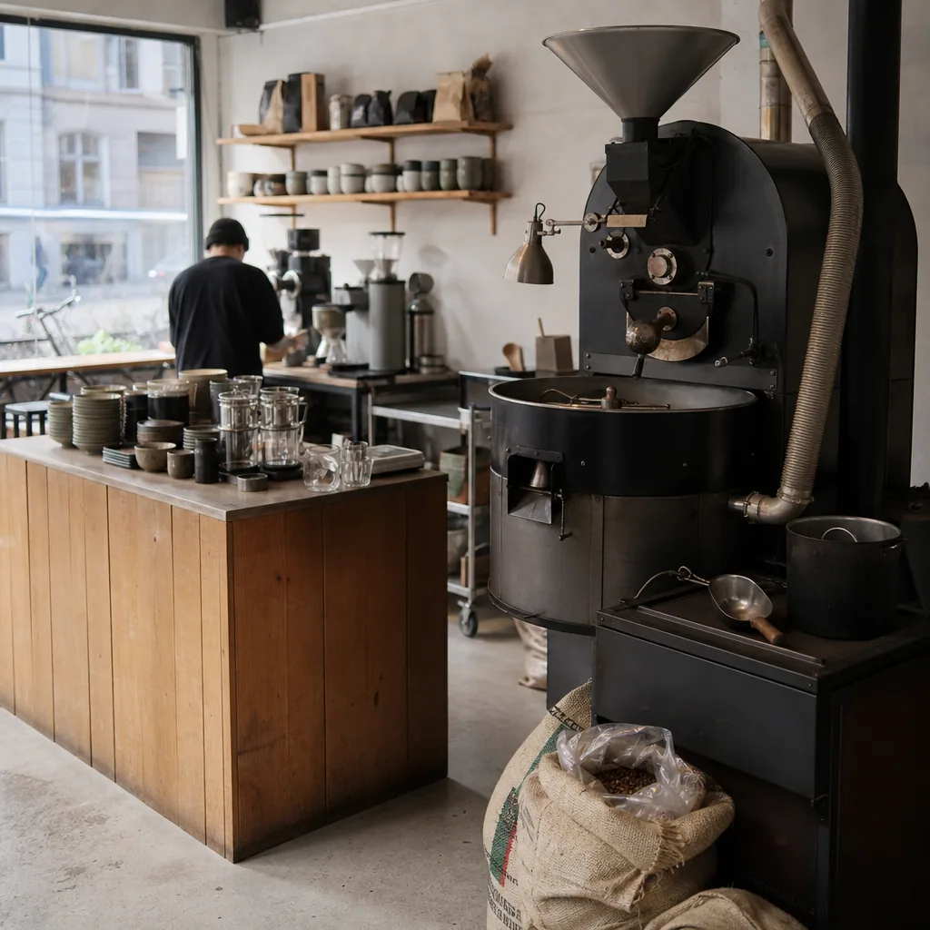 Tresken med barista'erne ved arbejde