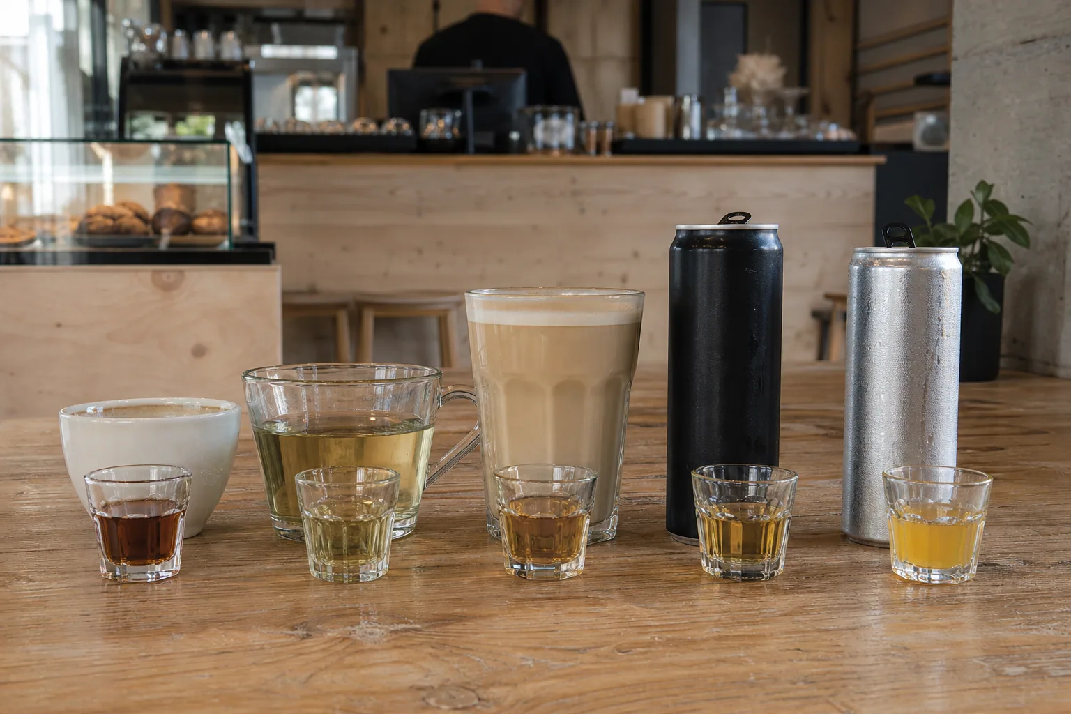 Koffein i kaffe, te, monster og energidrikke: Sammenligning