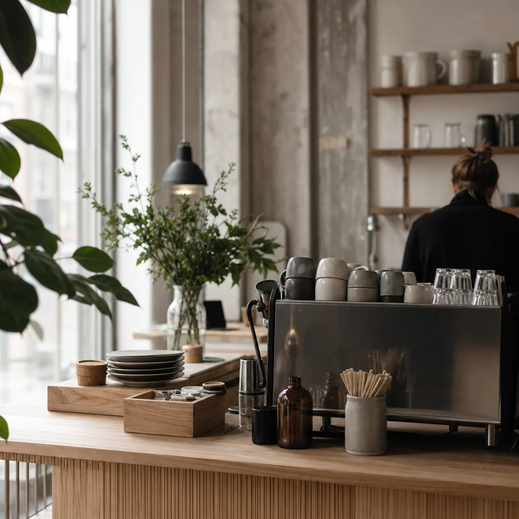 Indretning og atmosfære på Kaffebaren Øgaden
