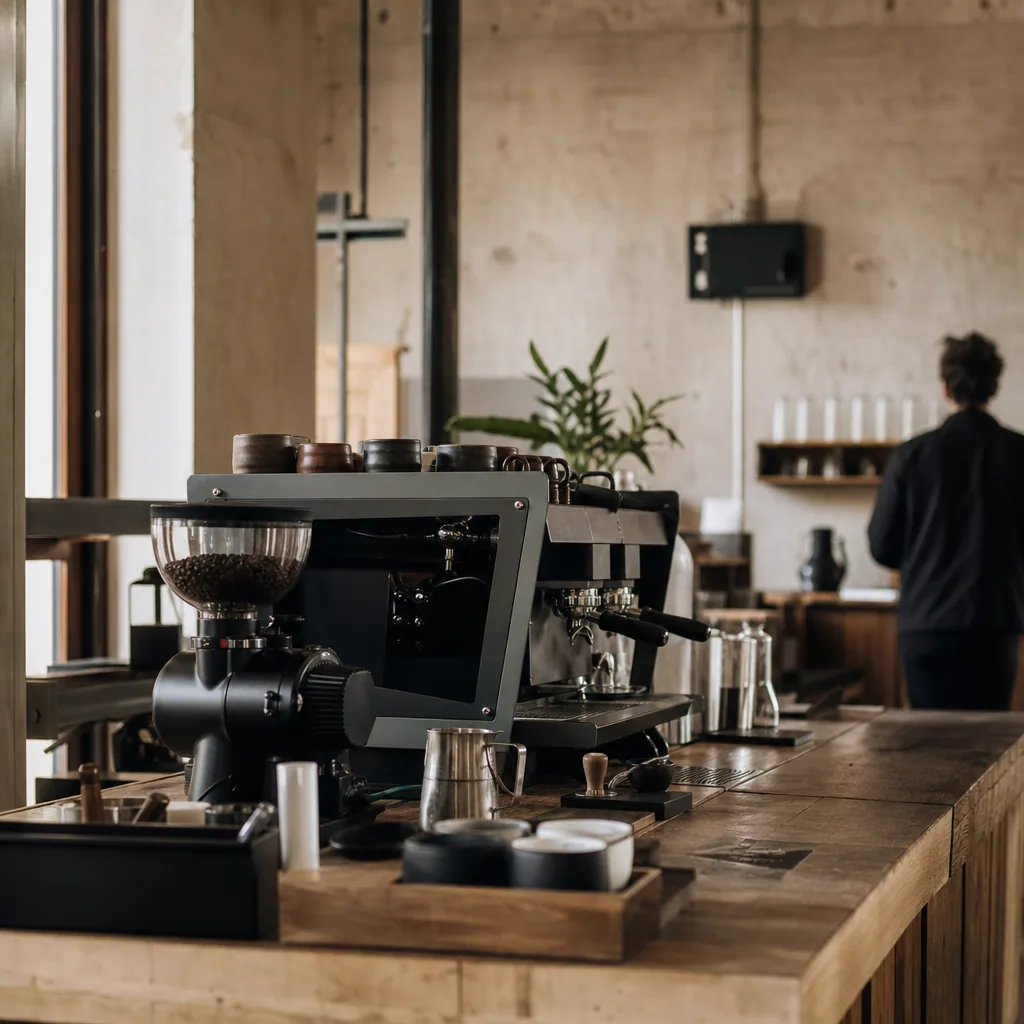 Emofabriks minimalistiske bar med synligt udstyr