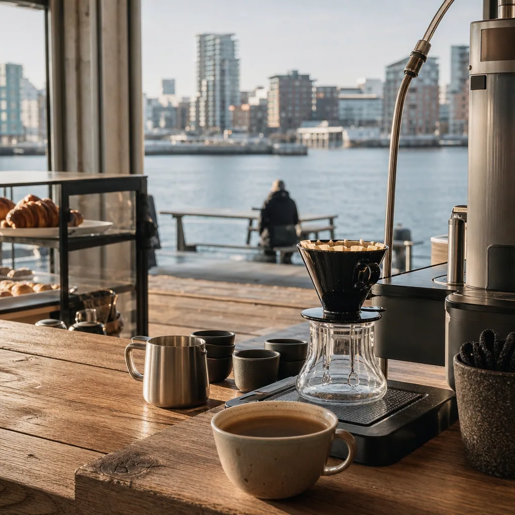 Udsigt over Aarhus Strand fra Street Coffee Porto