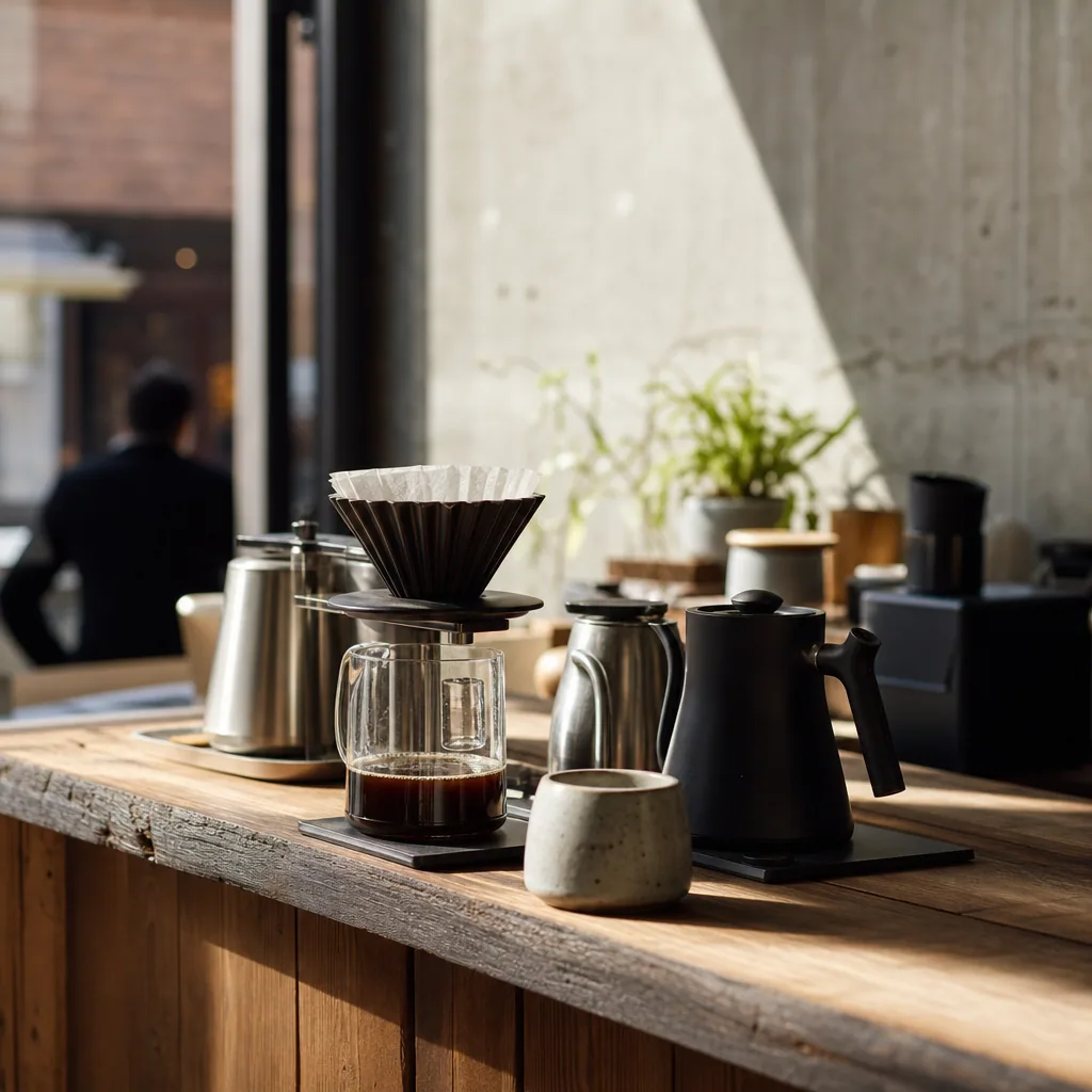 Specialty-kaffe og latte ved vindue